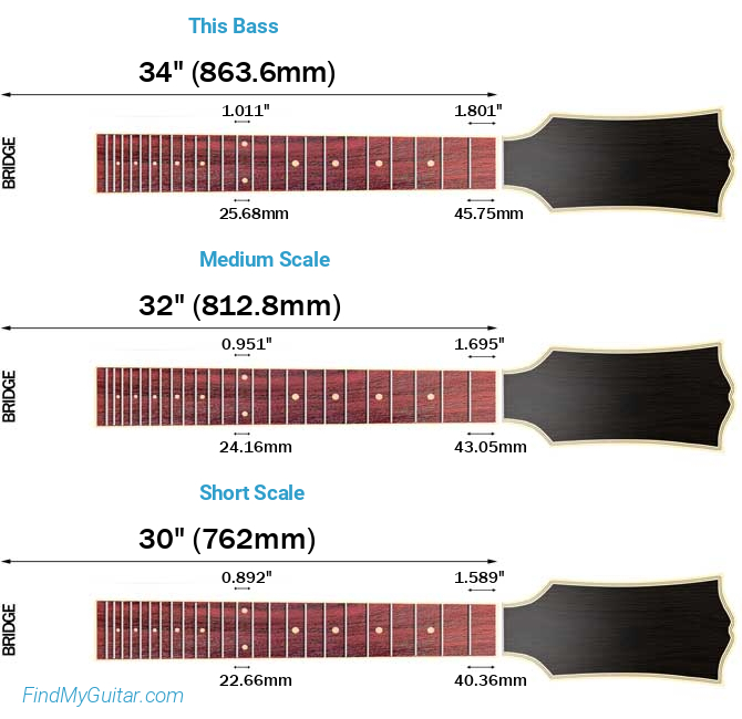 Yamaha TRBX174 Scale Length Comparison