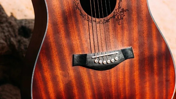 Mahogany wood acoustic guitar.