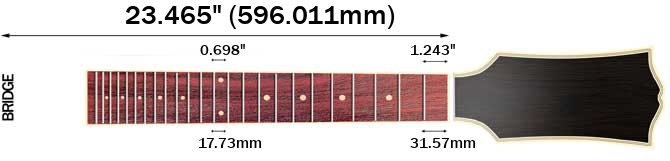 Harley Benton GS-Travel-E Spruce's Scale Length